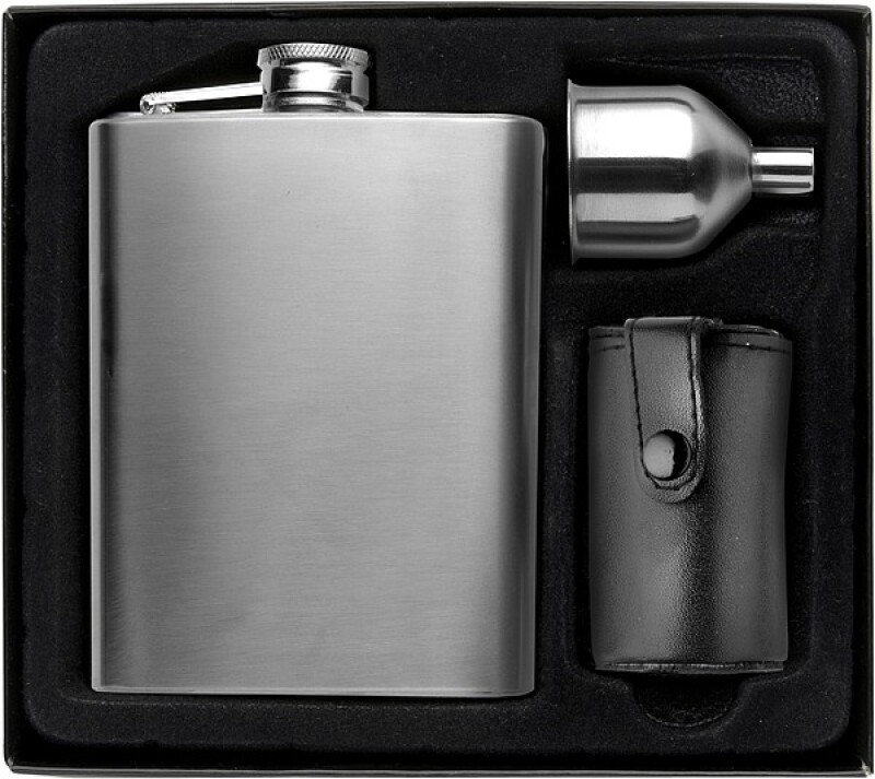 EDORAS Kapesní likérka se 4 panáky a trychtýřkem, objem 220 ml