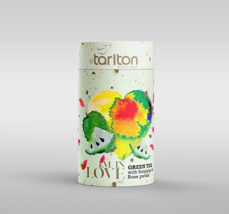 EVOLTA Tarlton Green Love Soursop & Rose petals papír 100 g - zelený čaj, ochucený, aromatizovaný, sypaný