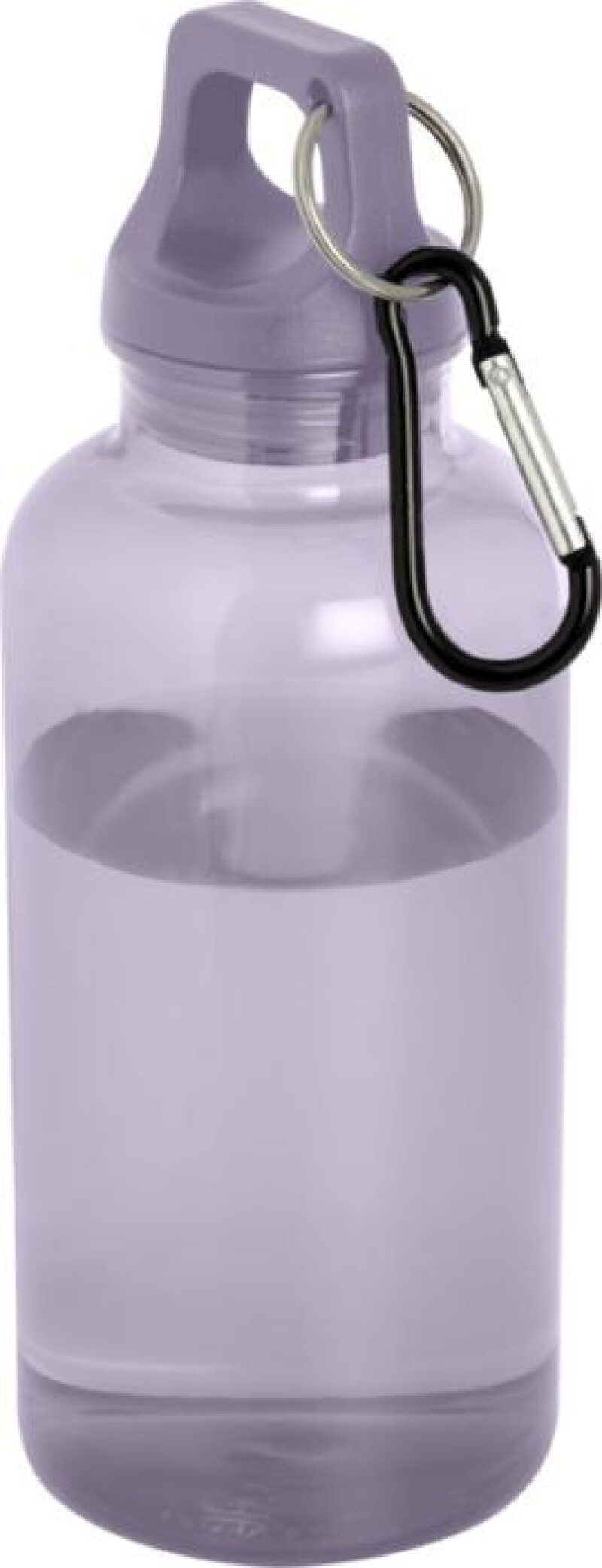Láhev z recyklovaného plastu s karabinou, 400ml, fialová