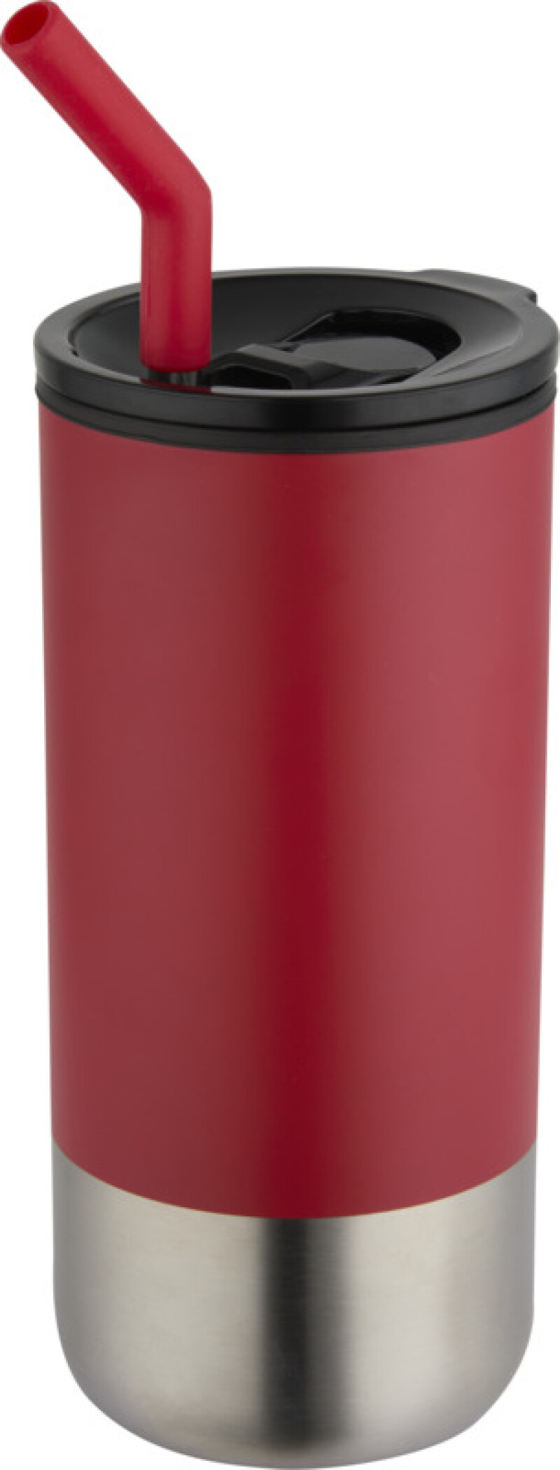 Termohrnek s brčkem 480 ml, červená