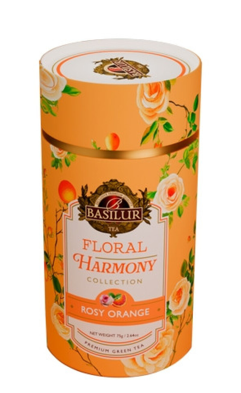 FLORAL Basilur Floral Harmony Rosy Orange papír 75 g - zelený čaj, ochucený, aromatizovaný, sypaný