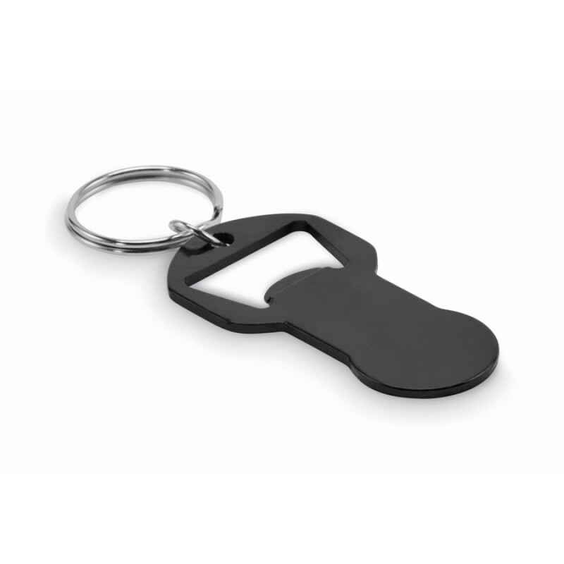 Hliníková klíčenka s otvírákem, černá