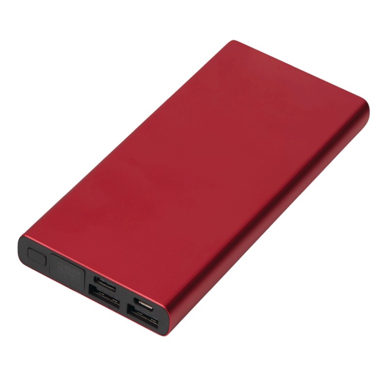 Hliníková powerbanka 10 000 mAh, červená