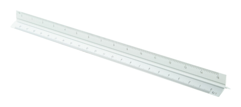 Hliníkové pravítko, 30cm a pět měřítek