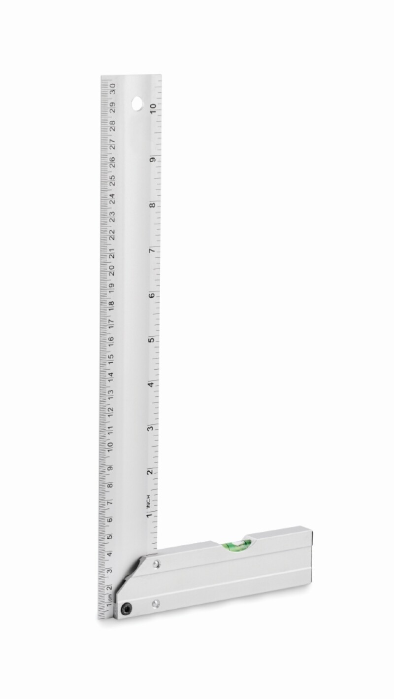 Hliníkový úhelník a pravítko 30 cm, stříbrná