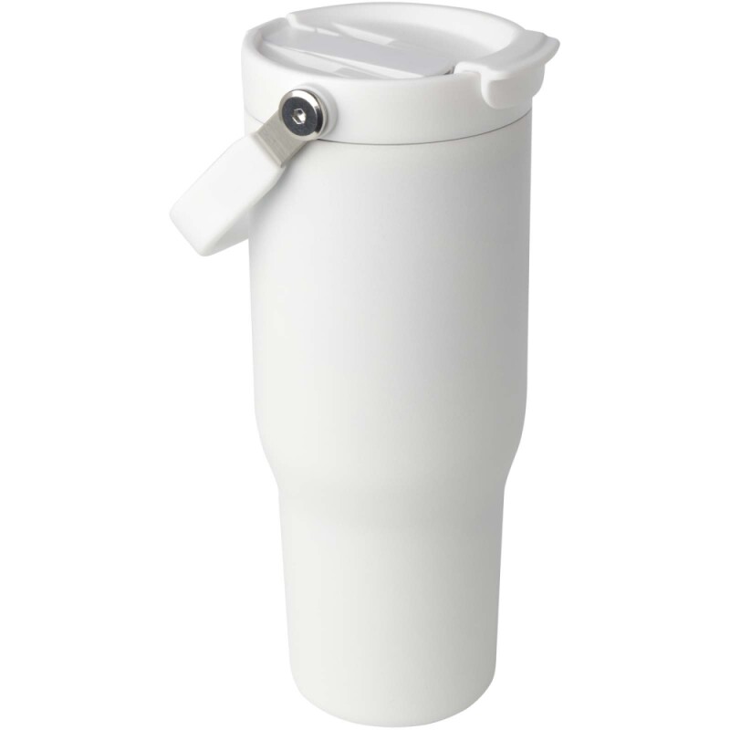 Termohrnek s vakuovou a měděnou izolací 900 ml z recyklované nerezové oceli s víčkem s dvojitou funkcí, bílá