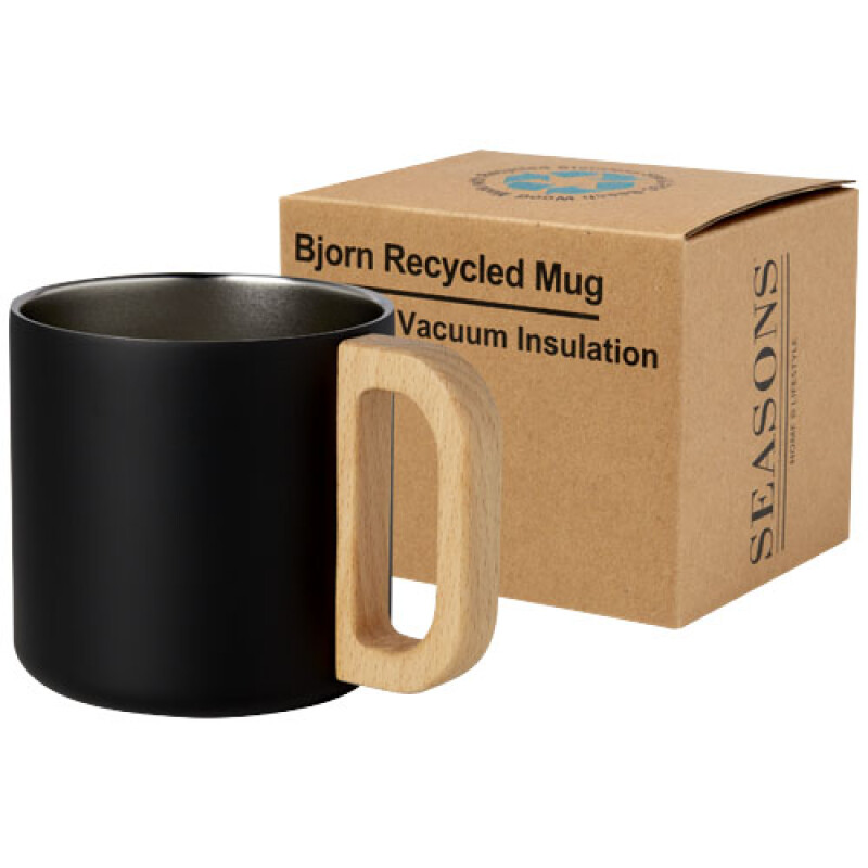 Hrnek z recyklované nerezové oceli, 360ml, černý