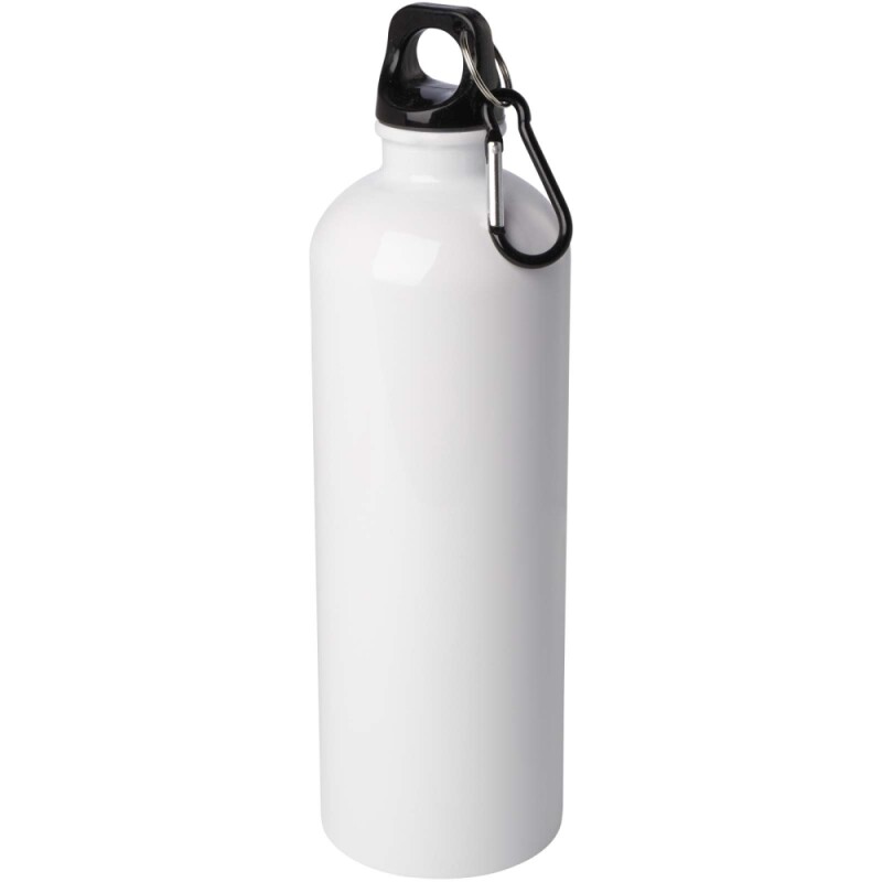 Jednostěnná láhev na vodu z nerezové oceli s karabinou 750ml, bílá