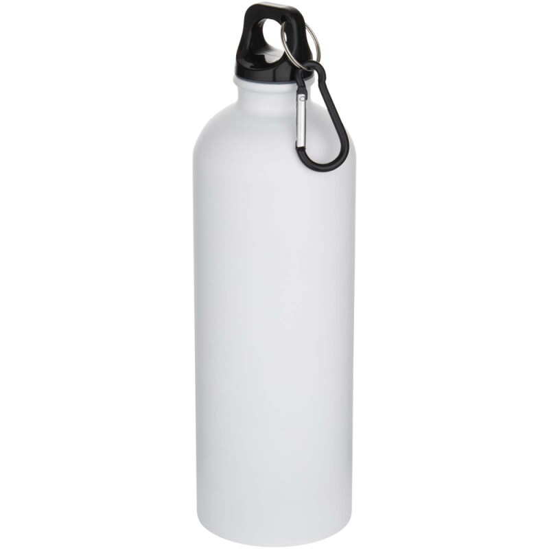 Jednostěnná matná láhev na vodu z nerezové oceli s karabinou 750ml, bílá