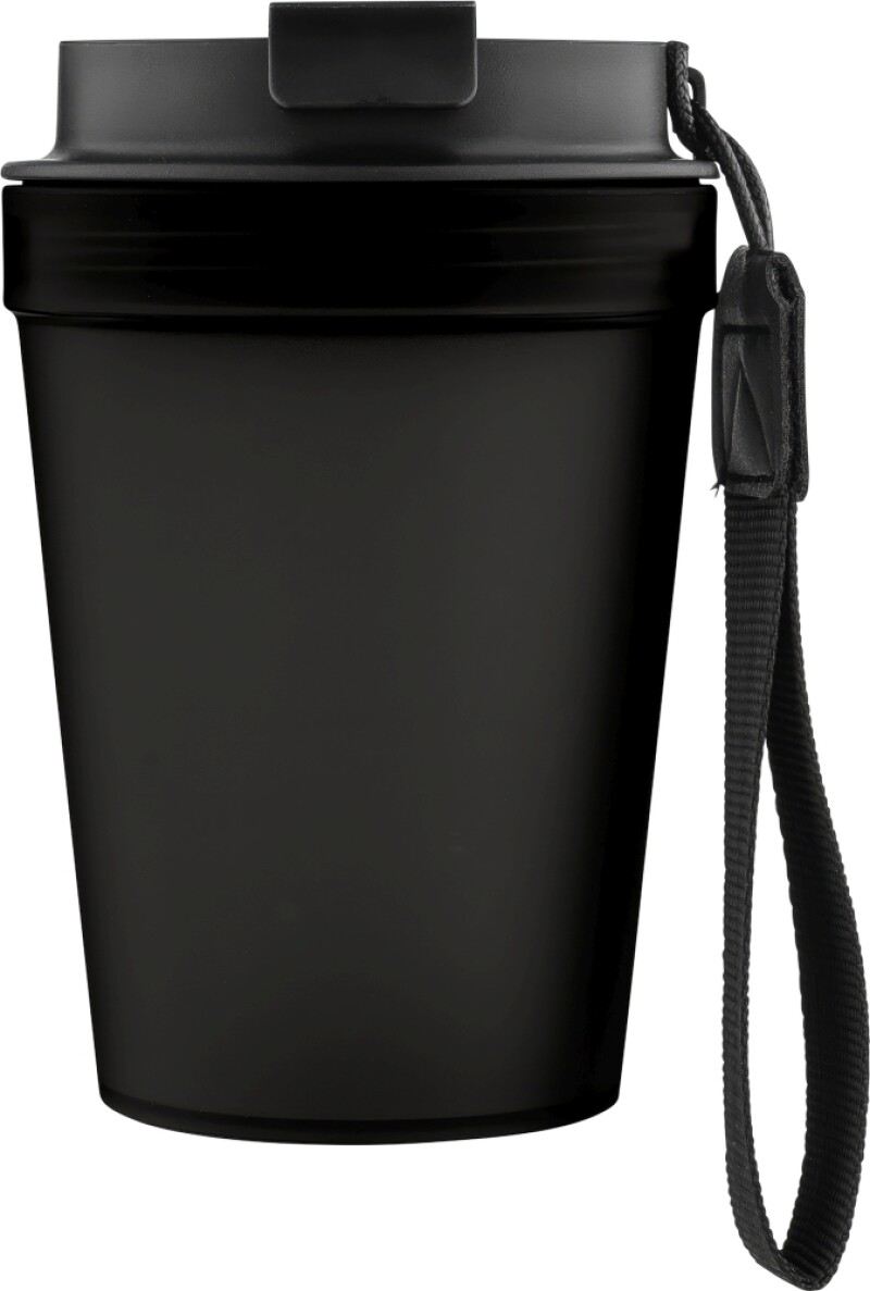 Jednostěnný termohrnek se šňůrkou na zápěstí 350 ml, černá