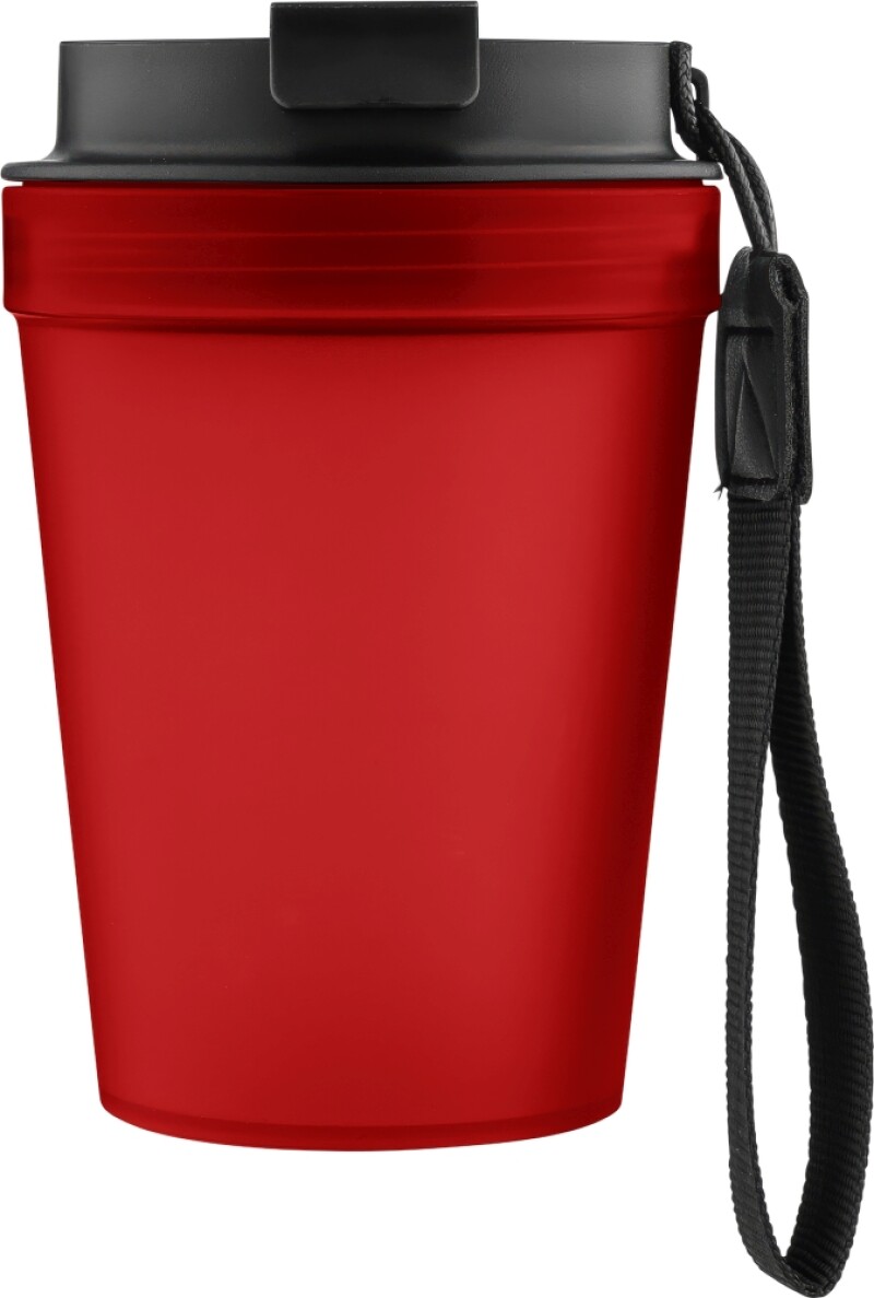 Jednostěnný termohrnek se šňůrkou na zápěstí 350 ml, červená
