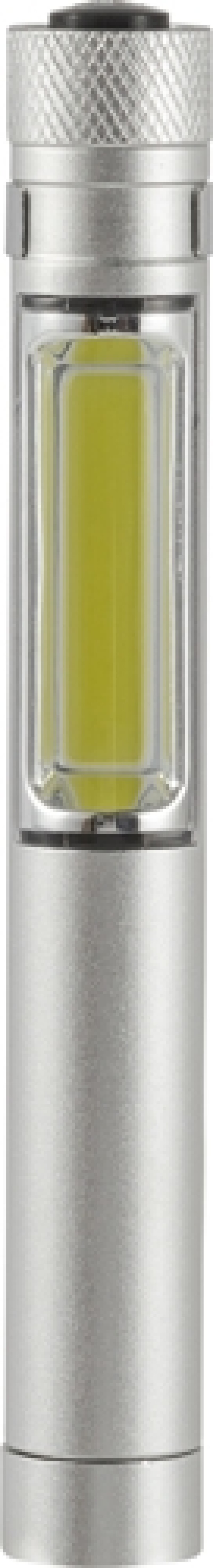 KAMPUS Hliníková COB svítilna s magnetem, stříbrná