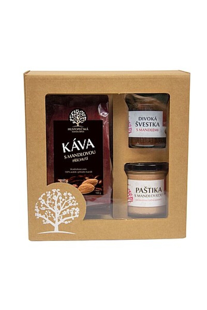 KAPAŠ dárková sada kávy, paštiky s mandlovkou a divoké švestky s mandlemi