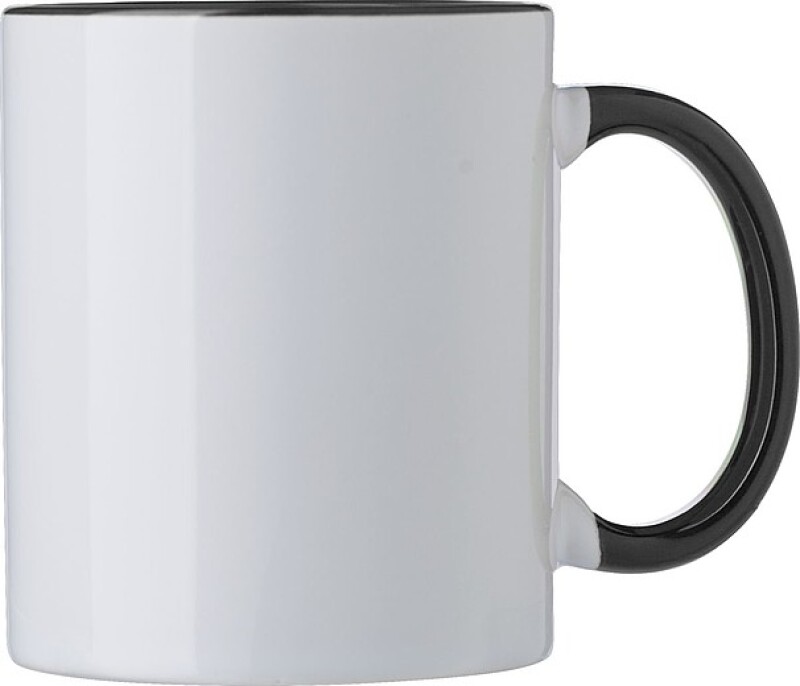 Keramický hrnek k sublimaci, 300ml, bílý s černým vnitřkem a uchem
