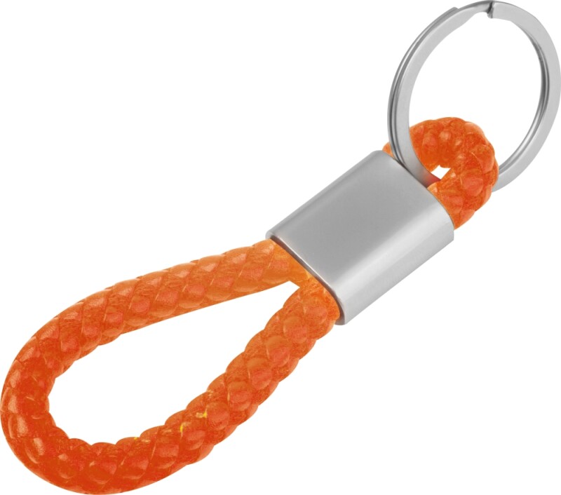 Kovová klíčenka se šňůrkou, oranžová