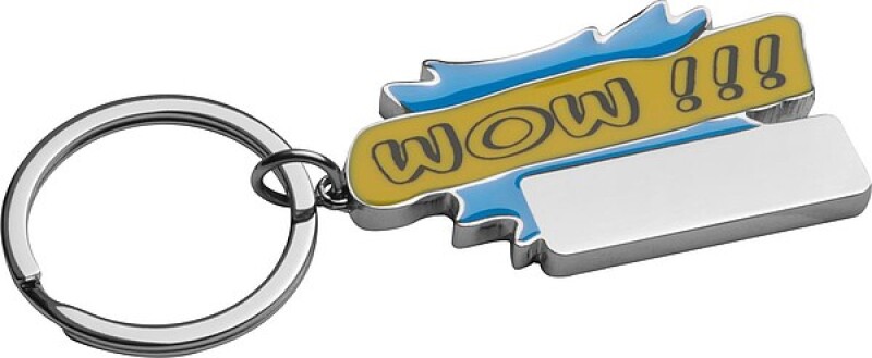 Kovový přívěsek na klíče "WOW ", modrý
