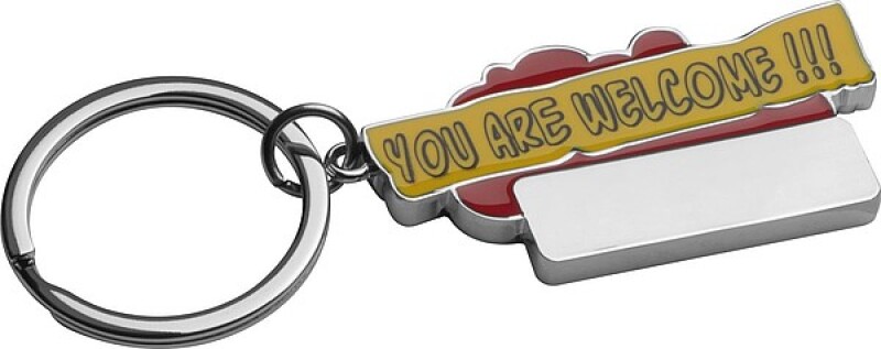 Kovový přívěsek na klíče "You are welcome ", červený