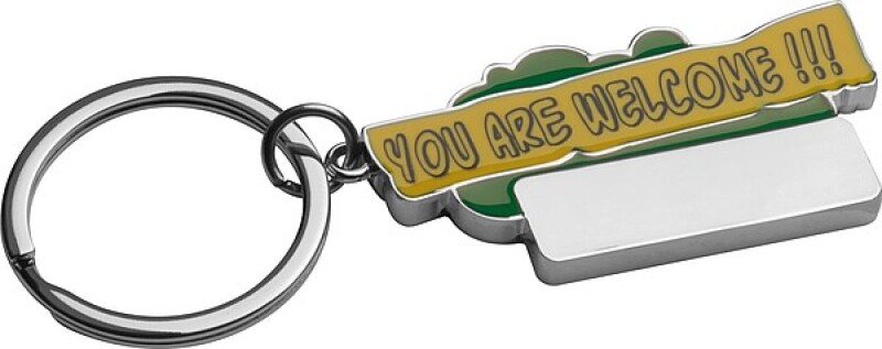 Kovový přívěsek na klíče "You are welcome ", zelený
