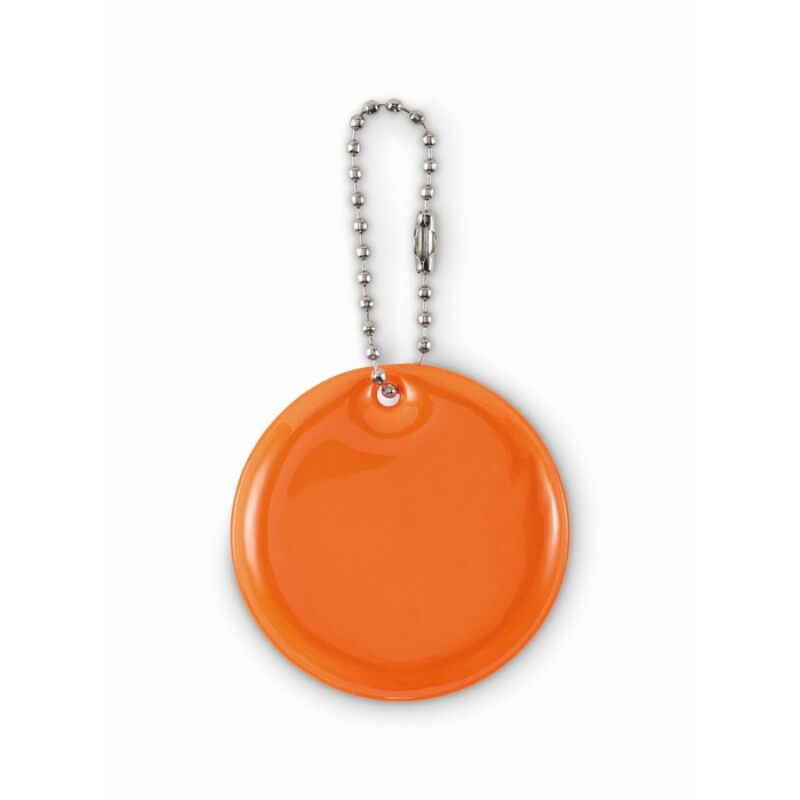 Kulatá reflexní klíčenka, fluo oranžová