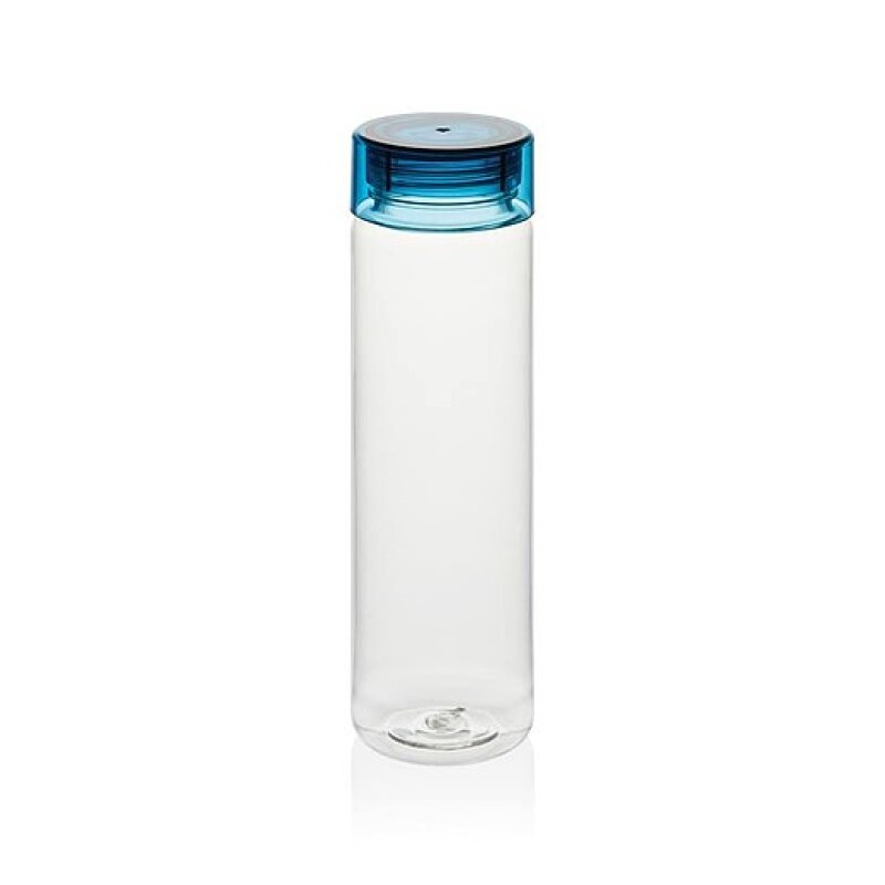 Láhev na pití z RPET, 600ml, transparentní s modrým víčkem