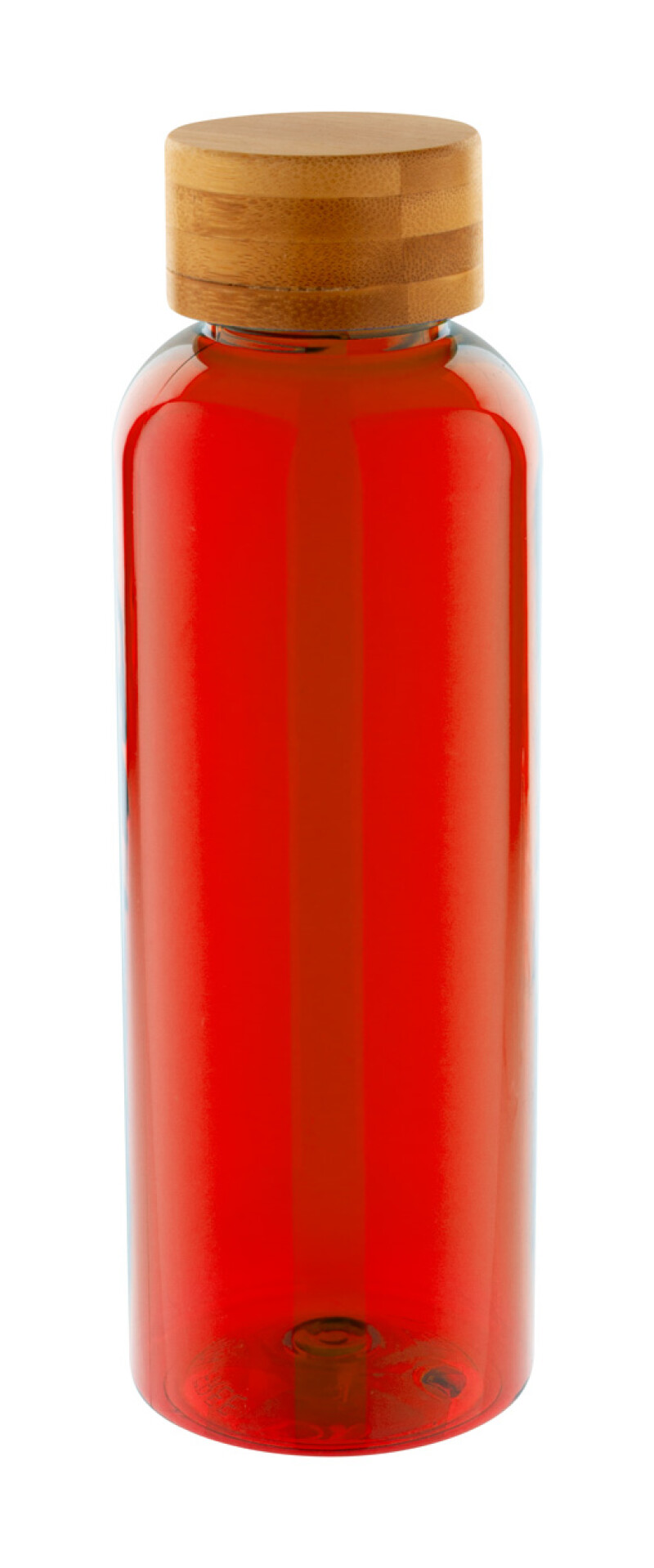 Láhev na pití z RPET s bambusovým víčkem, 500ml, červená