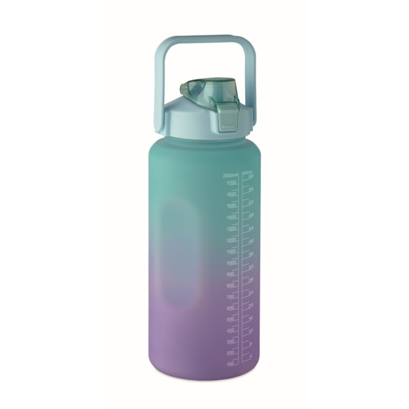 Láhev na vodu, RPET 2000 ml, tyrkysová/fialová