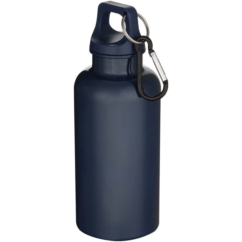 Láhev na vodu s karabinou z recyklovaného plastu 400 ml, námořní modrá