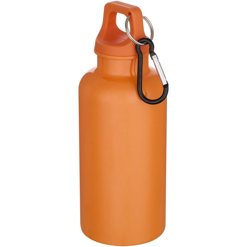 Láhev na vodu s karabinou z recyklovaného plastu 400 ml, oranžová