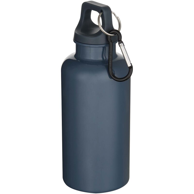 Láhev na vodu s karabinou z recyklovaného plastu 400 ml, petrolejová