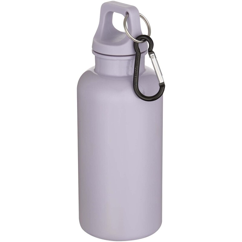 Láhev na vodu s karabinou z recyklovaného plastu 400 ml, světle fialová