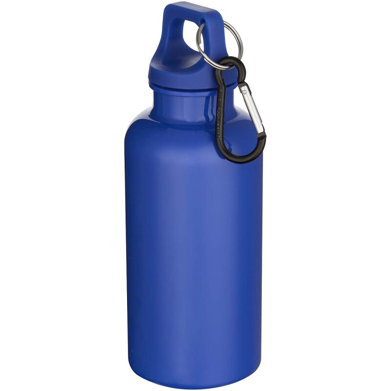 Láhev na vodu s karabinou z recyklovaného plastu 400 ml, tmavě modrá