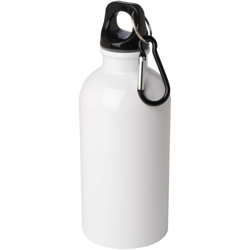 Láhev na vodu z nerezové oceli s karabinou 400ml, bílá