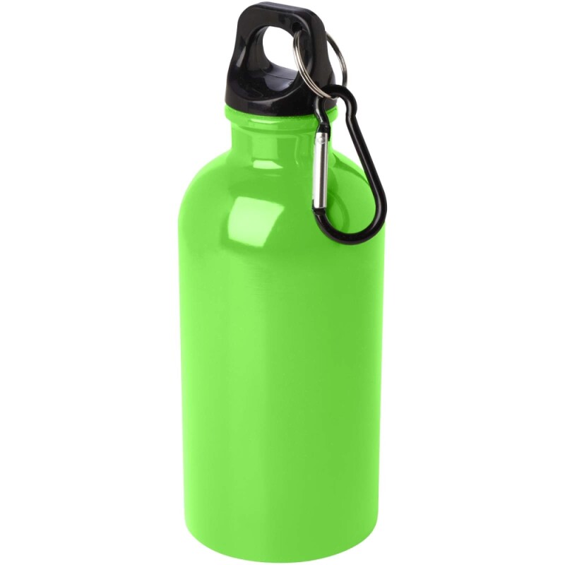 Láhev na vodu z nerezové oceli s karabinou 400ml, jasně zelená