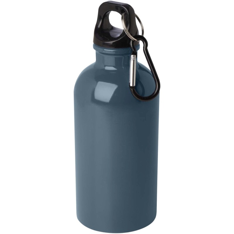 Láhev na vodu z nerezové oceli s karabinou 400ml, modrošedá