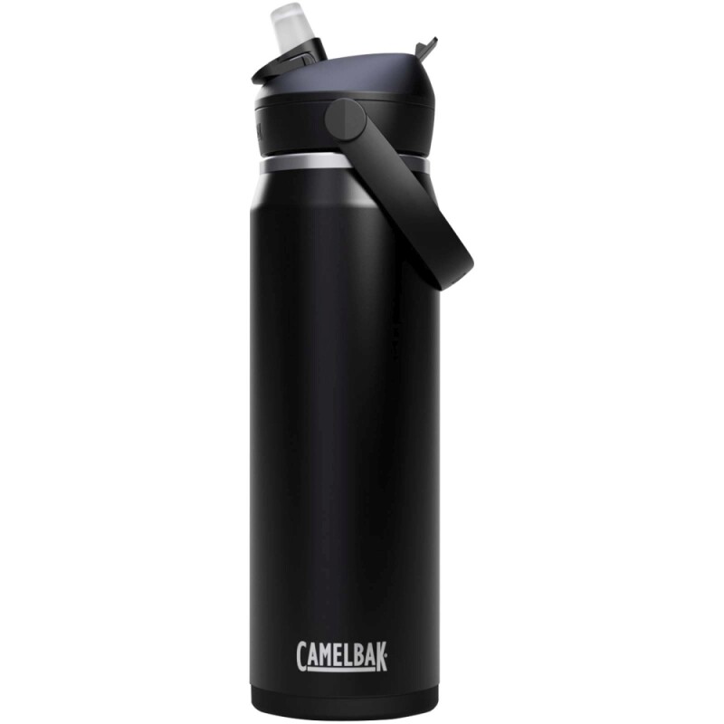 Láhev na vodu z nerezové oceli s výklopným brčkem 750ml, černá