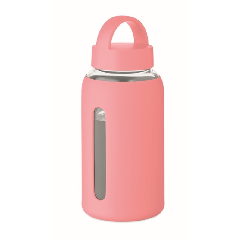 Láhev z borosilikátového skla 600 ml, světle růžová