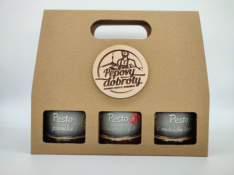 LIGURY - dárková sada pest - jesenické pesto, pesto s medvědím česnekem a pesto ze sušených rajčat