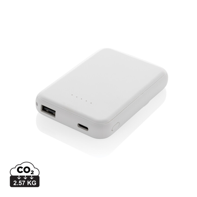 Magnetická powerbanka 5000mAh 5W z RCS plastu, bílá