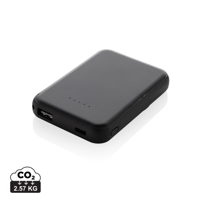 Magnetická powerbanka 5000mAh 5W z RCS plastu, černá