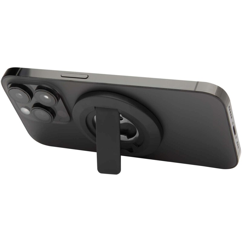 Magnetický stojánek na telefon z recyklovaného plastu s otvírákem na lahve, černá