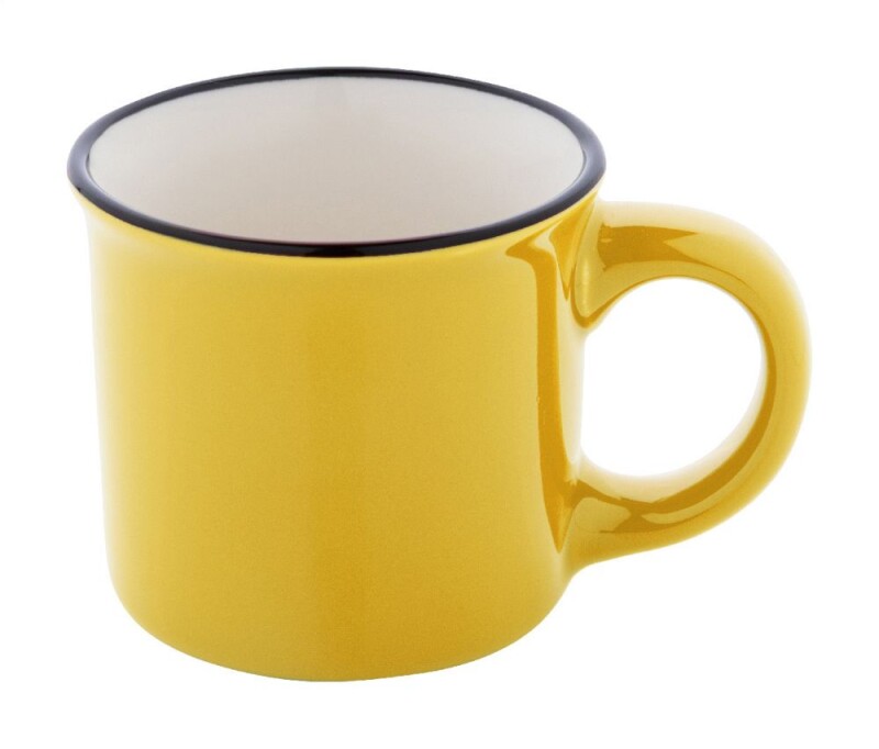 Malý keramický vintage hrnek, žlutá