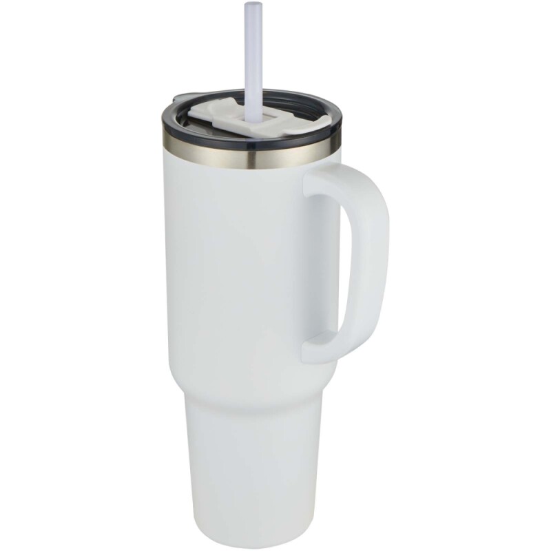 Měděný vakuově izolovaný termohrnek s brčkem a dvojitou stěnou 1200ml, bílá