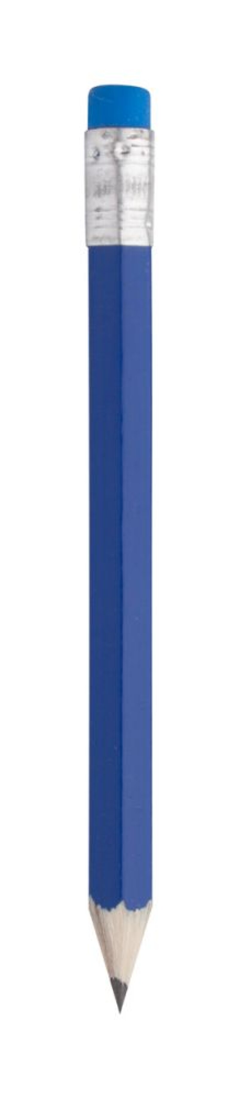 Mini tužka, dřevěná s gumou, modrá