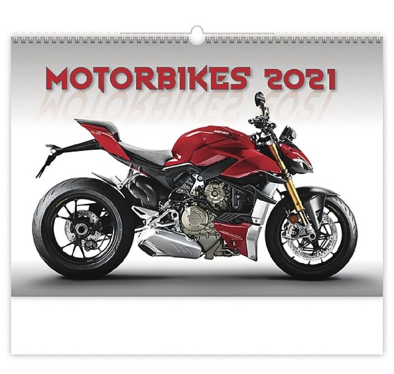 Motorbikes 2027, nástěnný kalendář, prodloužená záda