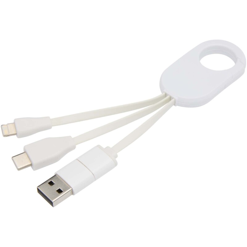 Nabíjecí kabel 4 v 1 z recyklovaného plastu, bílá
