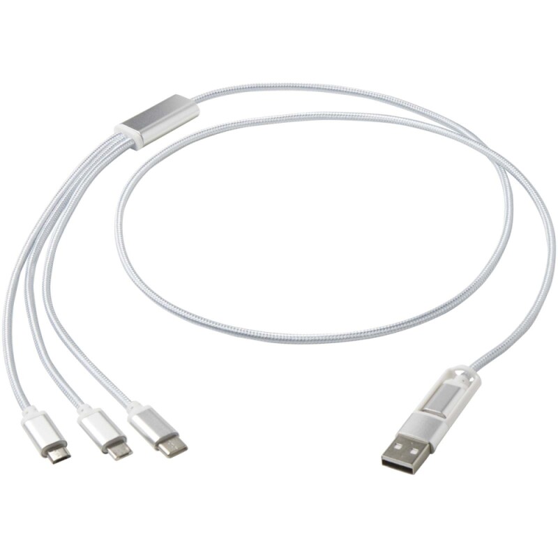 Nabíjecí kabel 5v1 z recyklovaného hliníku, stříbrný