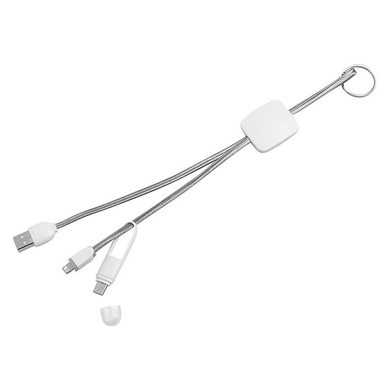 Nabíjecí kabel s třemi konektory, bílá