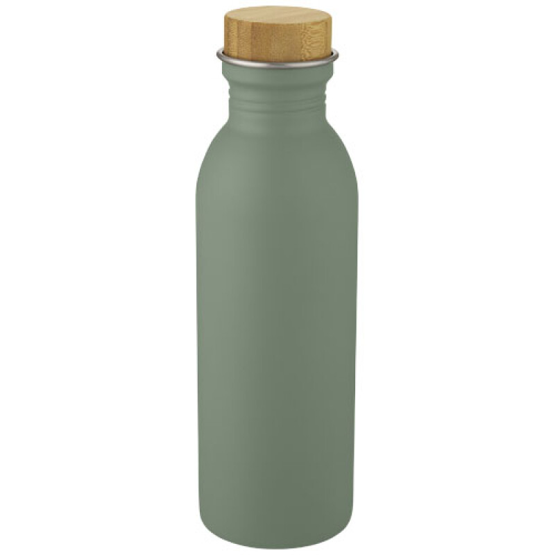 Nerezová láhev na pití s bambusovým víčkem, 650ml, zelená