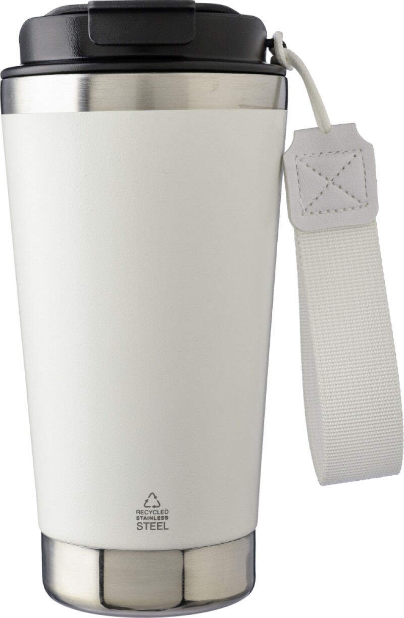 VITERBO Dvoustěnný termohrnek z recyklované nerezové oceli, 500 ml, bílá