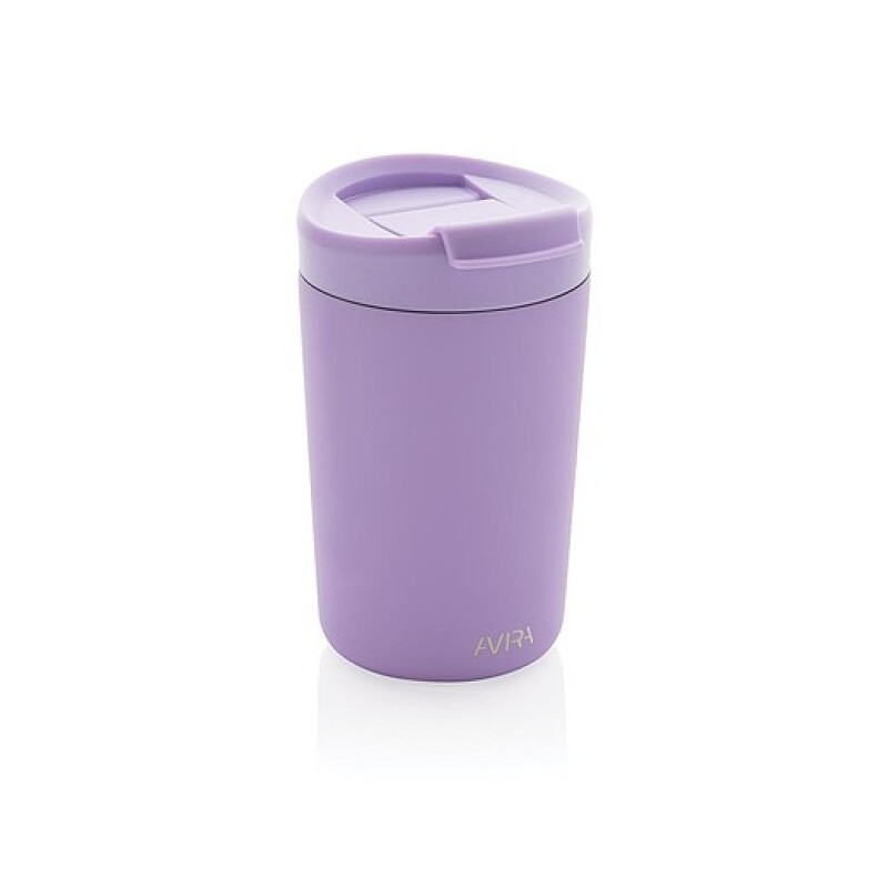 Nerezový hrnek s víčkem, 300 ml, světle fialová